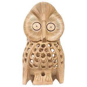 Handcrafted Wooden Front Facing Owl Sitting (4inch)